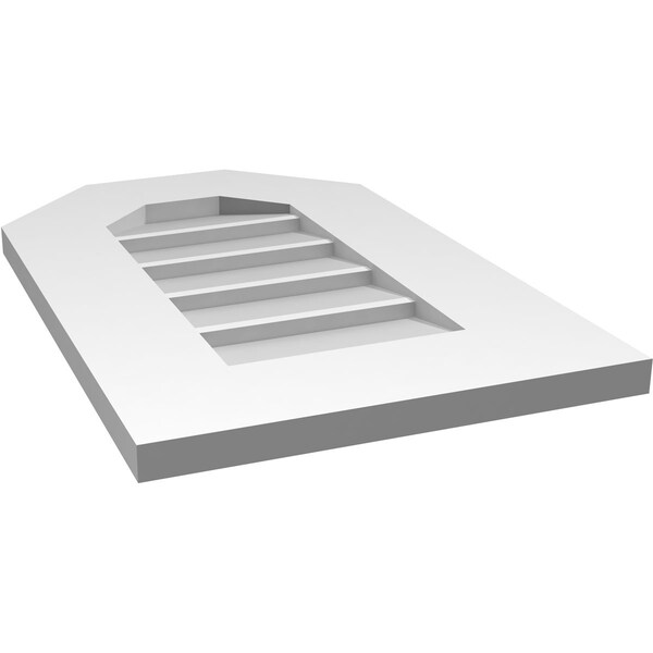 Ekena Millwork Octagonal Top Surface Mount PVC Gable Vent w/ 3-1/2"W x 1"P Standard Frame, 14"W x 22"H - GVPOT14X2201SN
