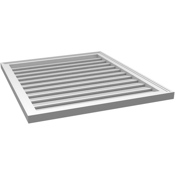 Ekena Millwork Vertical Surface Mount PVC Gable Vent: Functional, w/ 2"W x 1-1/2"P Brickmould Frame, 30"W x 34"H - GVPVE30X3402SF
