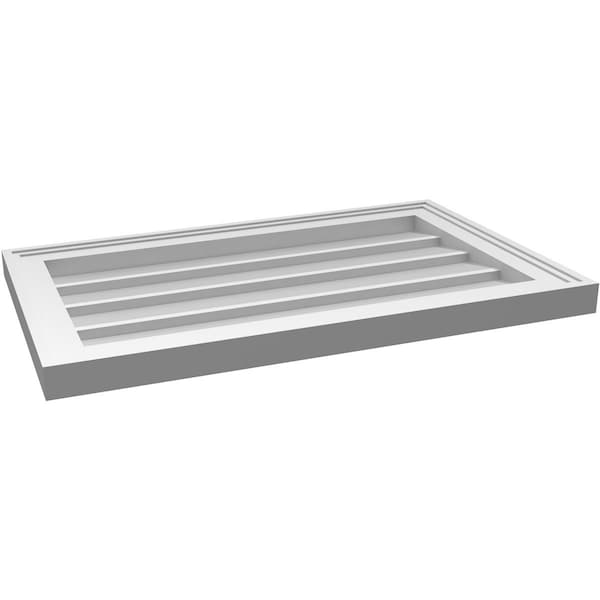 Ekena Millwork Vertical Surface Mount PVC Gable Vnt: Non-Functional, w/2"W x 1-1/2"H, Brickmould Frame, 26"W x 16"H - GVPVE26X1602SN