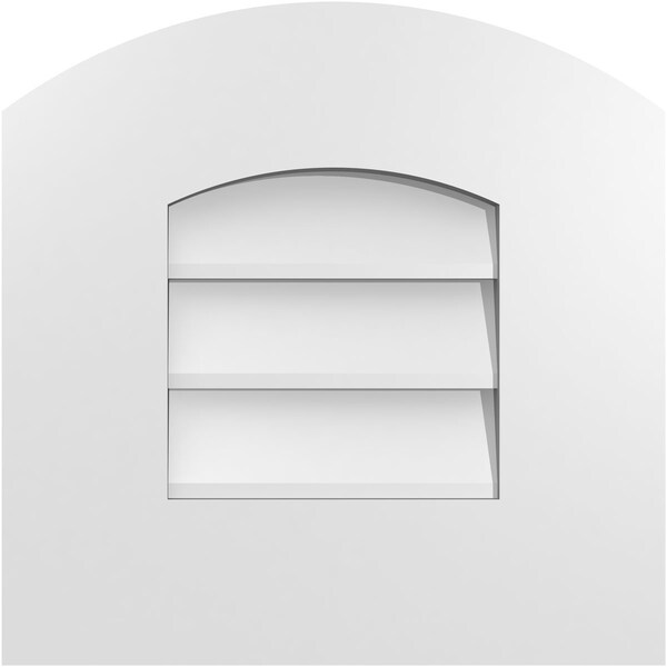 Ekena Millwork Arch Top Surface Mount PVC Gable Vent: Functional, w/ 3-1/2"W x 1"P Standard Frame, 14"W x 14"H - GVPAR14X1401SF