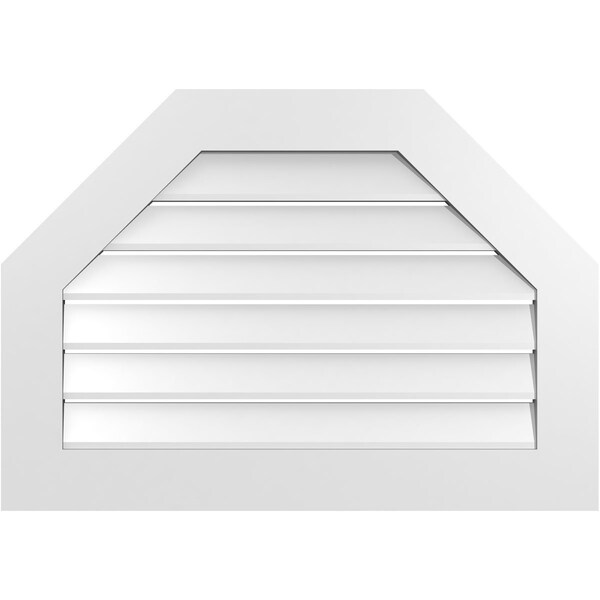 Ekena Millwork Octagonal Top Surface Mount PVC Gable Vent: Functional, w/ 3-1/2"W x 1"P Standard Frame, 34"W x 24"H - GVPOT34X2401SF