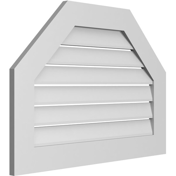 Ekena Millwork Octagonal Top Surface Mount PVC Gable Vent: Functional, w/ 3-1/2"W x 1"P Standard Frame, 34"W x 24"H - GVPOT34X2401SF