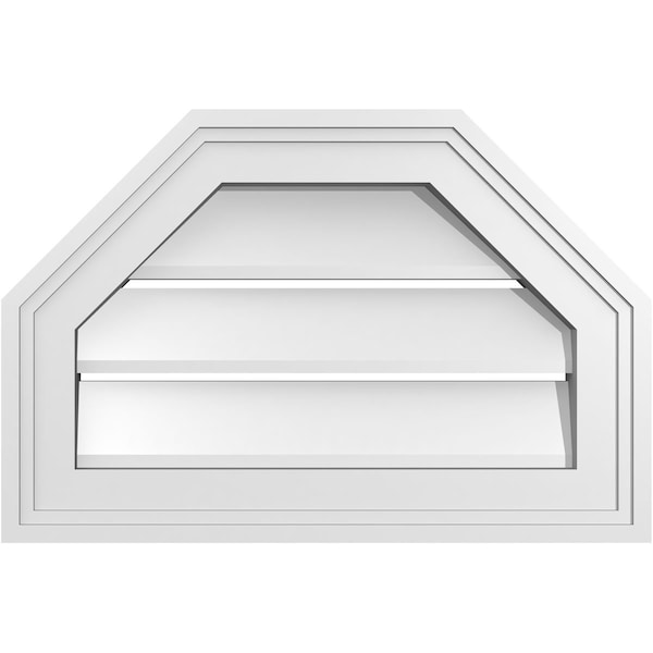 Ekena Millwork Octagonal Top Surface Mount PVC Gable Vent w/ 2"W x 1-1/2"P Brickmould Frame, 18"W x 12"H - GVPOT18X1202SF