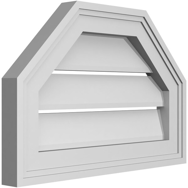 Ekena Millwork Octagonal Top Surface Mount PVC Gable Vent w/ 2"W x 1-1/2"P Brickmould Frame, 18"W x 12"H - GVPOT18X1202SF