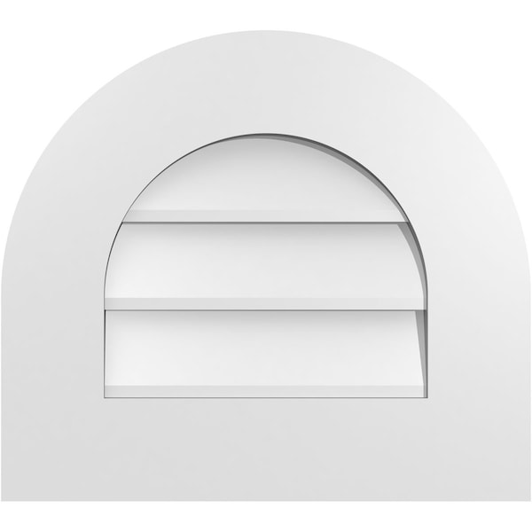 Ekena Millwork Round Top Surface Mount PVC Gable Vent: Non-Functional, w/ 3-1/2"W x 1"P Standard Frame, 18"W x 16"H - GVPRT18X1601SN