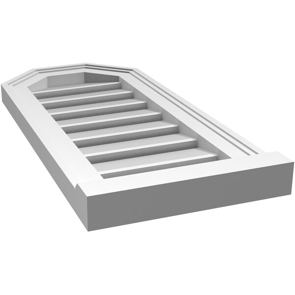 Ekena Millwork Octagonal Top Surface Mount PVC Gable Vent w/ 2"W x 2"P Brickmould Sill Frame, 12"W x 26"H - GVPOT12X2603SF