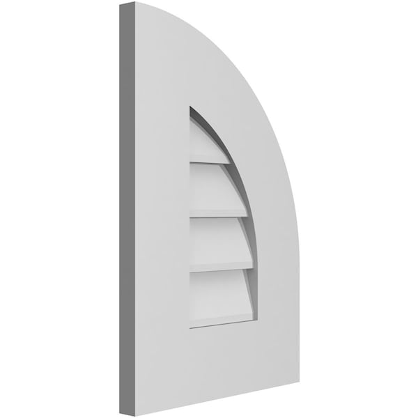 Ekena Millwork Quarter Round Top Right Surface Mount PVC Gable Vent w/ 3-1/2"W x 1"P Standard Frame, 12"W x 18"H - GVPQR12X1801SN