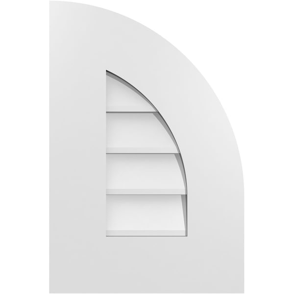 Ekena Millwork Quarter Round Top Right Surface Mount PVC Gable Vent w/ 3-1/2"W x 1"P Standard Frame, 12"W x 18"H - GVPQR12X1801SN