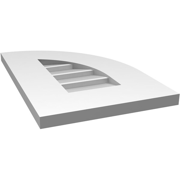 Ekena Millwork Quarter Round Top Right Surface Mount PVC Gable Vent w/ 3-1/2"W x 1"P Standard Frame, 12"W x 18"H - GVPQR12X1801SN