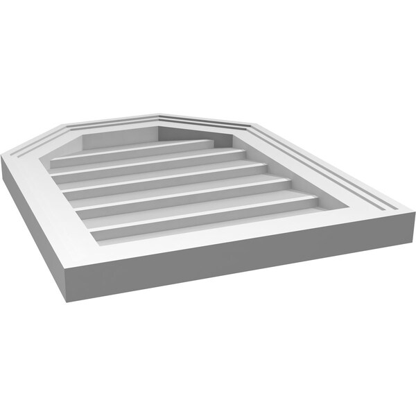 Ekena Millwork Octagonal Top Surface Mount PVC Gable Vent w/ 2"W x 1-1/2"P Brickmould Frame, 16"W x 20"H - GVPOT16X2002SN