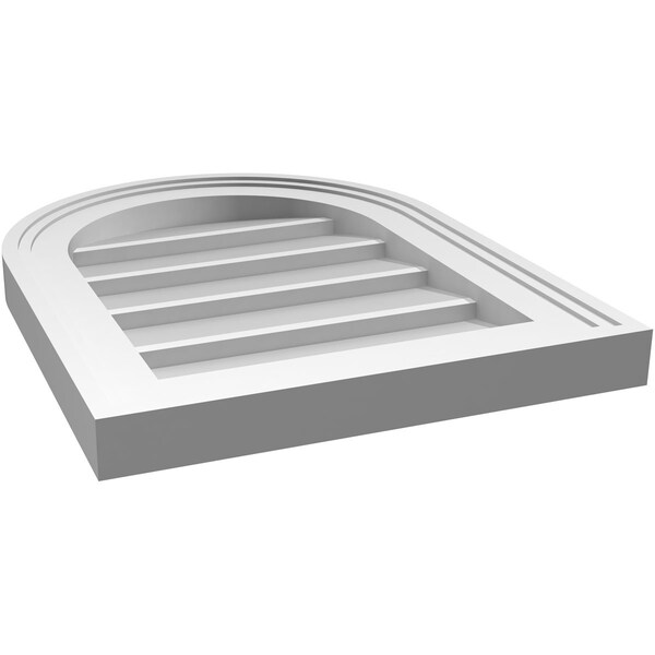 Ekena Millwork Round Top Surface Mount PVC Gable Vent w/ 2"W x 1-1/2"P Brickmould Frame, 14"W x 18"H - GVPRT14X1802SN