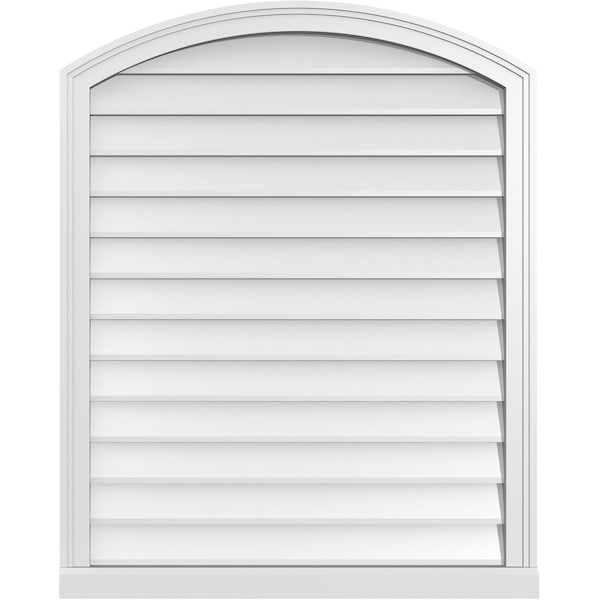 Ekena Millwork Arch Top Surface Mount PVC Gable Vent: Functional, w/ 2"W x 2"P Brickmould Sill Frame, 32"W x 40"H - GVPAR32X4003SF