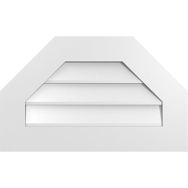 Ekena Millwork Octagonal Top Surface Mount PVC Gable Vent w/ 3-1/2"W x 1"P Standard Frame, 26"W x 16"H - GVPOT26X1601SN