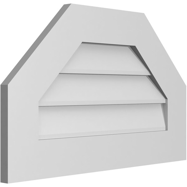 Ekena Millwork Octagonal Top Surface Mount PVC Gable Vent w/ 3-1/2"W x 1"P Standard Frame, 26"W x 16"H - GVPOT26X1601SN