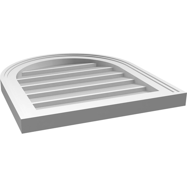 Ekena Millwork Round Top Surface Mount PVC Gable Vent w/ 2"W x 1-1/2"P Brickmould Frame, 18"W x 20"H - GVPRT18X2002SN