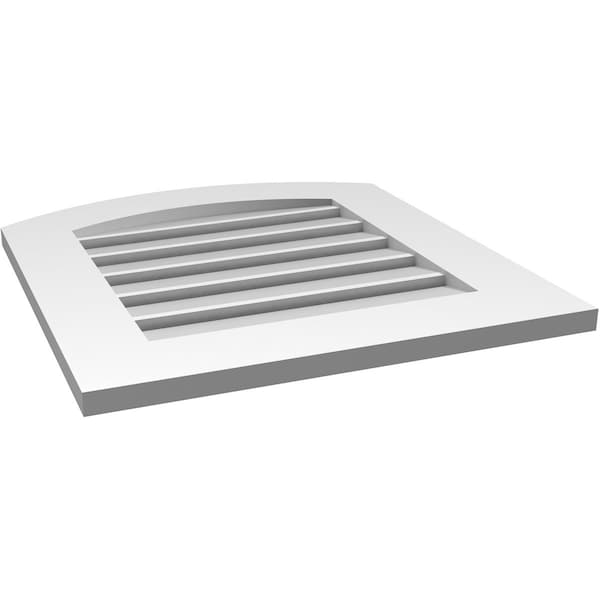 Ekena Millwork Arch Top Surface Mount PVC Gable Vent: Non-Functional, w/ 3-1/2"W x 1"P Standard Frame, 22"W x 22"H - GVPAR22X2201SN