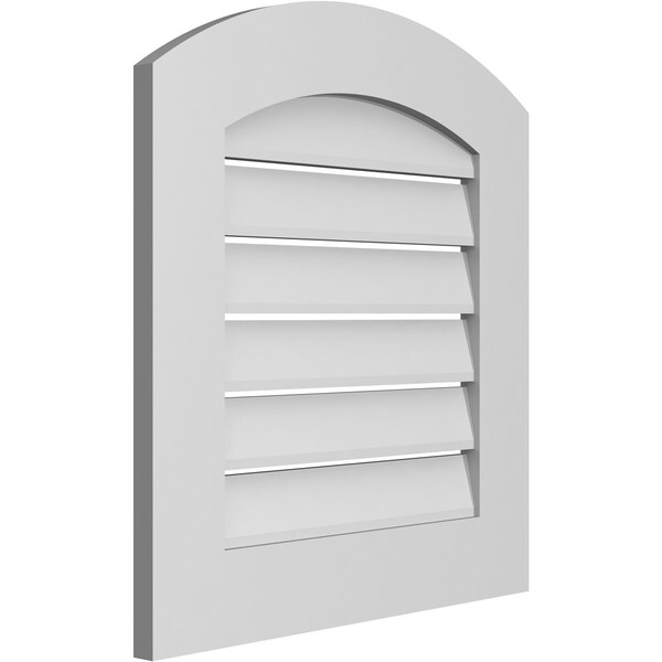 Ekena Millwork Arch Top Surface Mount PVC Gable Vent: Non-Functional, w/ 3-1/2"W x 1"P Standard Frame, 22"W x 22"H - GVPAR22X2201SN