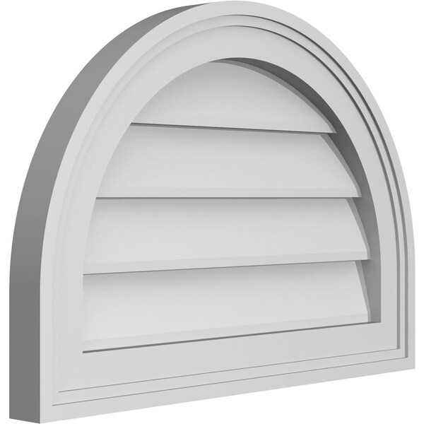 Ekena Millwork Round Top Surface Mount PVC Gable Vent w/ 2"W x 1-1/2"P Brickmould Frame, 20"W x 14"H - GVPRT20X1402SN