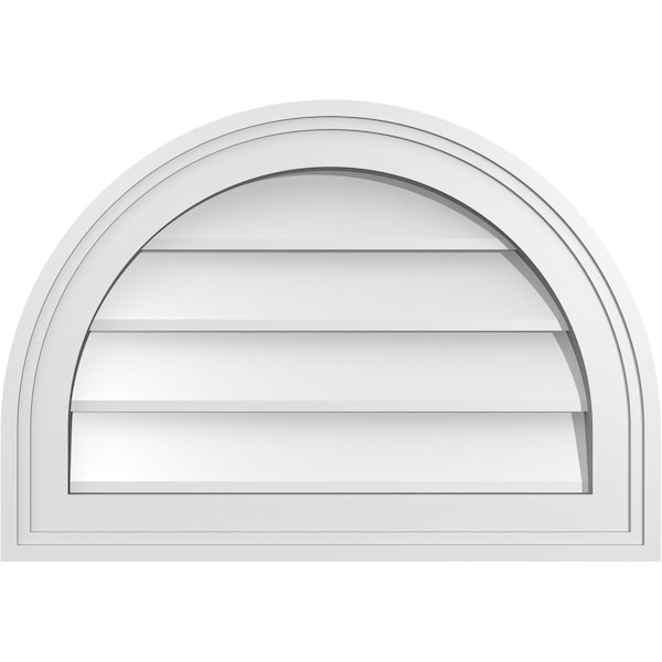 Ekena Millwork Round Top Surface Mount PVC Gable Vent w/ 2"W x 1-1/2"P Brickmould Frame, 20"W x 14"H - GVPRT20X1402SN