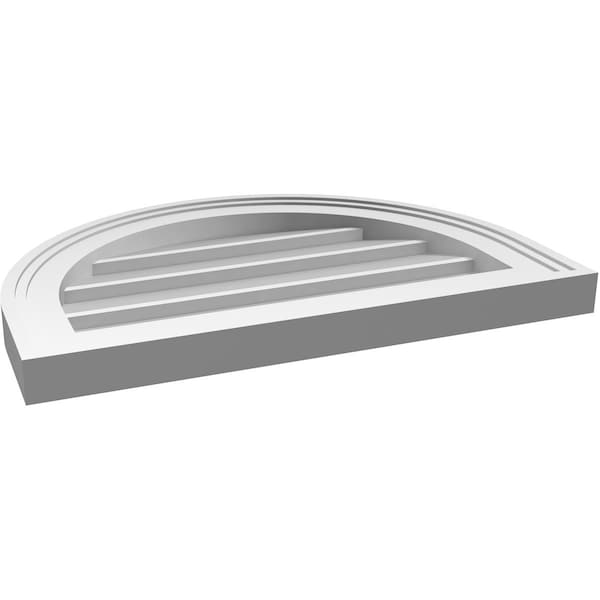 Ekena Millwork Round Top Surface Mount PVC Gable Vent w/ 2"W x 1-1/2"P Brickmould Frame, 20"W x 14"H - GVPRT20X1402SN