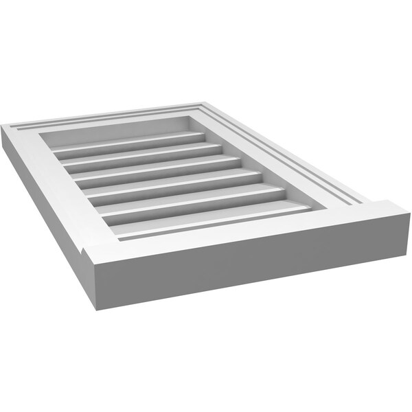 Ekena Millwork Vertical Surface Mount PVC Gable Vent: Functional, w/ 2"W x 2"P Brickmould Sill Frame, 14"W x 22"H - GVPVE14X2203SF