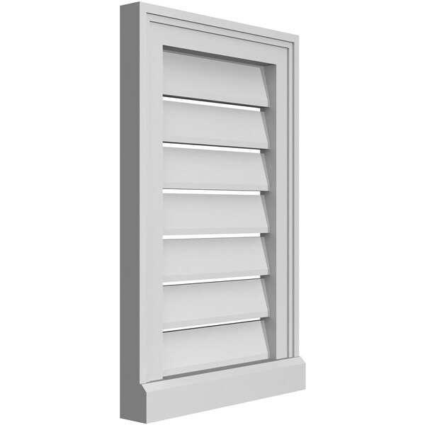 Ekena Millwork Vertical Surface Mount PVC Gable Vent: Functional, w/ 2"W x 2"P Brickmould Sill Frame, 14"W x 22"H - GVPVE14X2203SF
