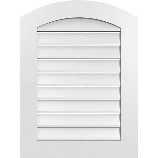 Ekena Millwork Arch Top Surface Mount PVC Gable Vent: Non-Functional, w/ 3-1/2"W x 1"P Standard Frame, 24"W x 30"H - GVPAR24X3001SN