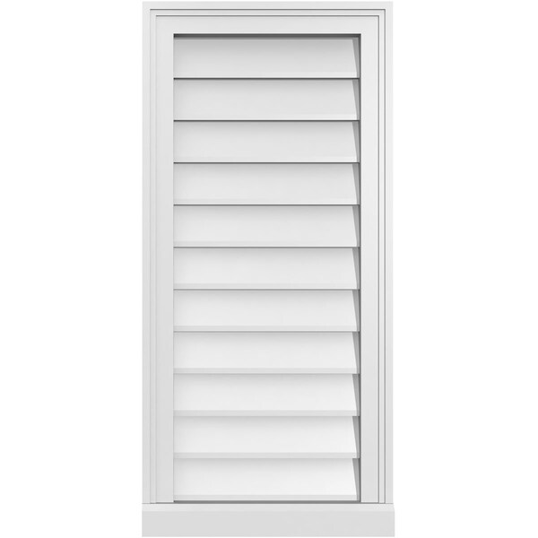 Ekena Millwork Vertical Surface Mount PVC Gable Vent w/ 2"W x 2"H , Brickmould Sill Frame, 16"W x 34"H - GVPVE16X3403SN