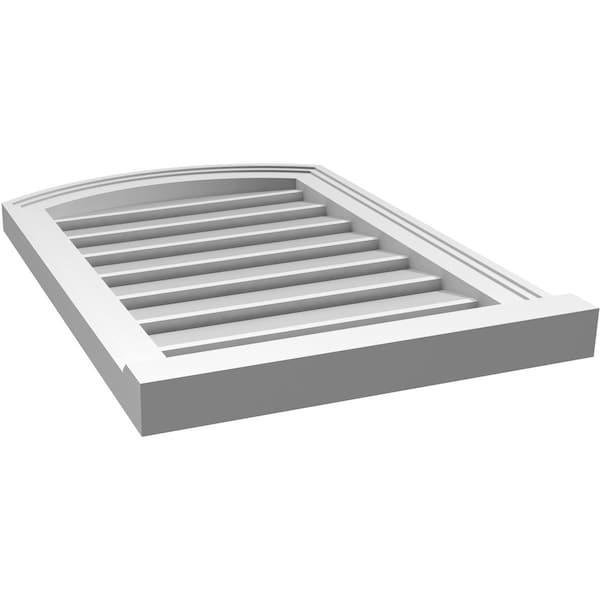 Ekena Millwork Arch Top Surface Mount PVC Gable Vent w/ 2"W x 2"P Brickmould Sill Frame, 18"W x 24"H - GVPAR18X2403SN