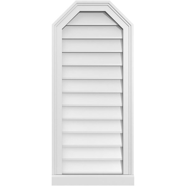 Ekena Millwork Octagonal Top Surface Mount PVC Gable Vent w/ 2"W x 2"P Brickmould Sill Frame, 16"W x 36"H - GVPOT16X3603SN