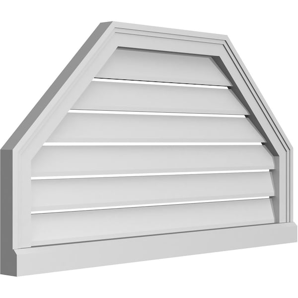 Ekena Millwork Octagonal Top Surface Mount PVC Gable Vent w/ 2"W x 2"P Brickmould Sill Frame, 36"W x 20"H - GVPOT36X2003SF