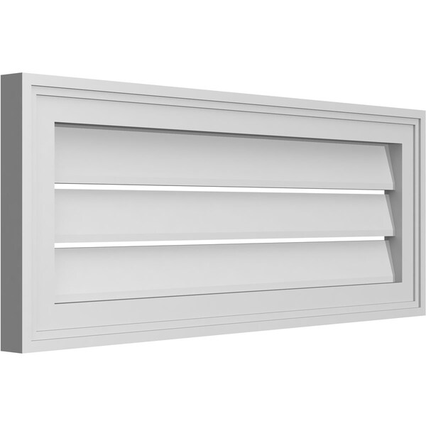 Ekena Millwork Vertical Surface Mount PVC Gable Vent: Functional, w/ 2"W x 1-1/2"P Brickmould Frame, 30"W x 12"H - GVPVE30X1202SF