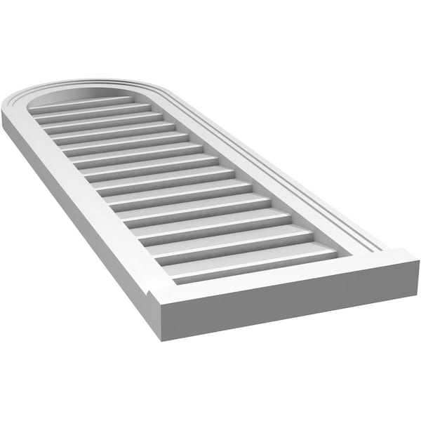 Ekena Millwork Round Top Surface Mount PVC Gable Vent: Functional, w/ 2"W x 2"P Brickmould Sill Frame, 14"W x 42"H - GVPRT14X4203SF