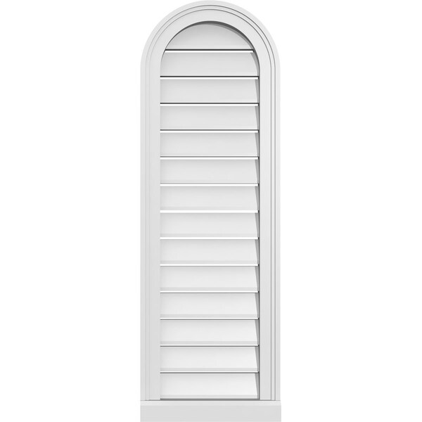 Ekena Millwork Round Top Surface Mount PVC Gable Vent: Functional, w/ 2"W x 2"P Brickmould Sill Frame, 14"W x 42"H - GVPRT14X4203SF