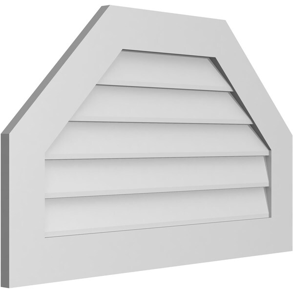 Ekena Millwork Octagonal Top Surface Mount PVC Gable Vent w/ 3-1/2"W x 1"P Standard Frame, 36"W x 22"H - GVPOT36X2201SN