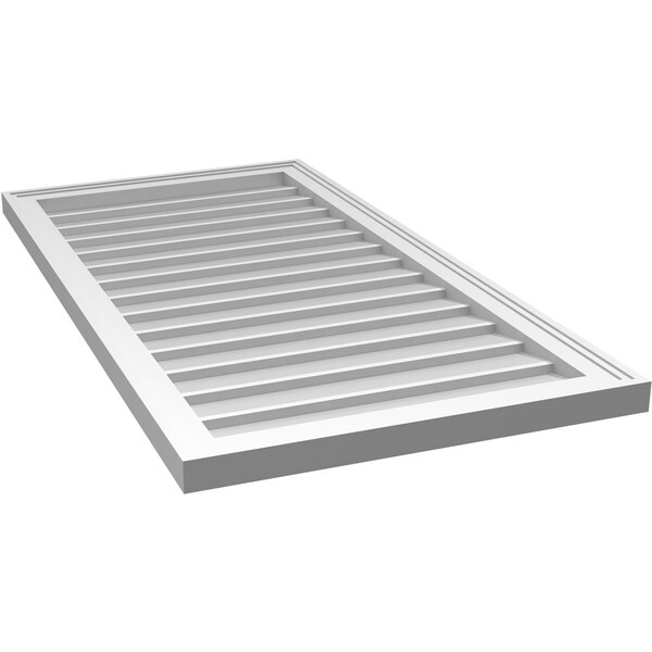 Ekena Millwork Vertical Surface Mount PVC Gable Vnt: Non-Functional, w/2"W x 1-1/2"H, Brickmould Frame, 22"W x 42"H - GVPVE22X4202SN