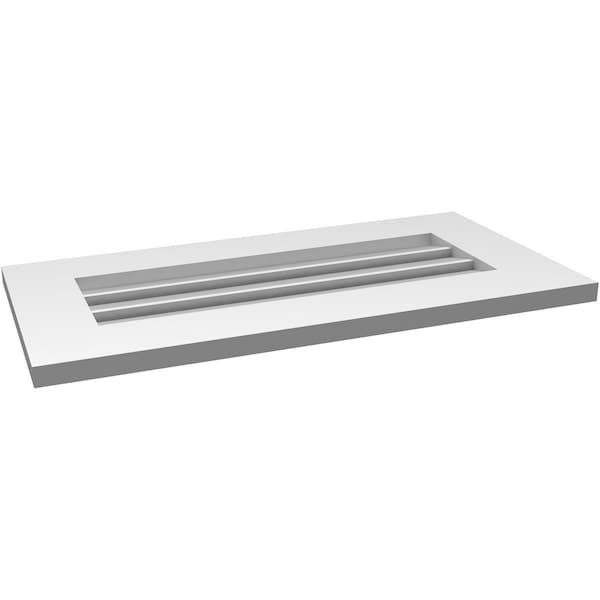 Ekena Millwork Vertical Surface Mount PVC Gable Vent: Functional, w/ 3-1/2"W x 1"P Standard Frame, 28"W x 14"H - GVPVE28X1401SF