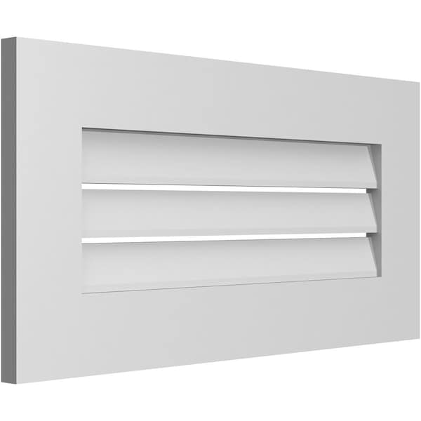 Ekena Millwork Vertical Surface Mount PVC Gable Vent: Functional, w/ 3-1/2"W x 1"P Standard Frame, 28"W x 14"H - GVPVE28X1401SF