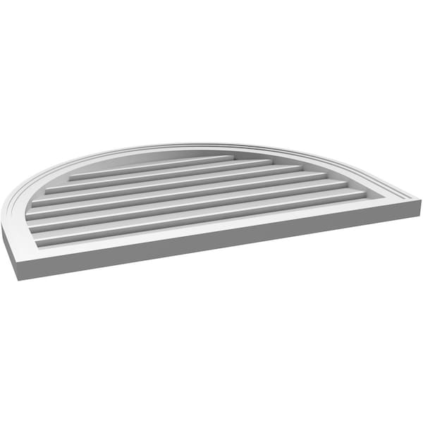 Ekena Millwork Round Top Surface Mount PVC Gable Vent: Functional, w/ 2"W x 1-1/2"P Brickmould Frame, 34"W x 24"H - GVPRT34X2402SF