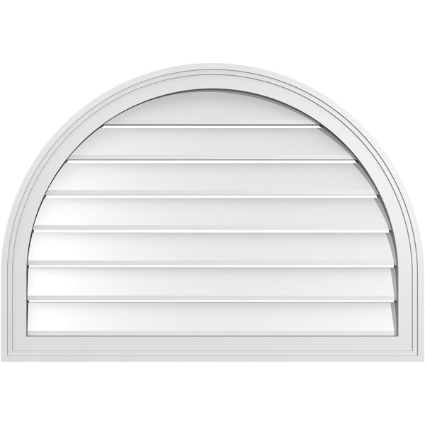 Ekena Millwork Round Top Surface Mount PVC Gable Vent: Functional, w/ 2"W x 1-1/2"P Brickmould Frame, 34"W x 24"H - GVPRT34X2402SF