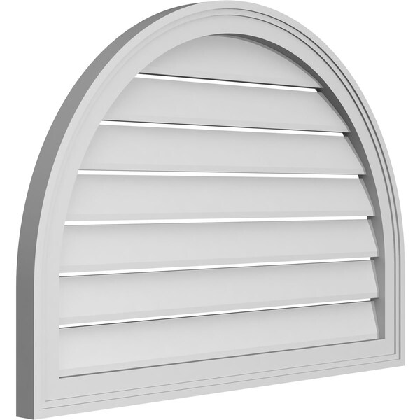 Ekena Millwork Round Top Surface Mount PVC Gable Vent: Functional, w/ 2"W x 1-1/2"P Brickmould Frame, 34"W x 24"H - GVPRT34X2402SF