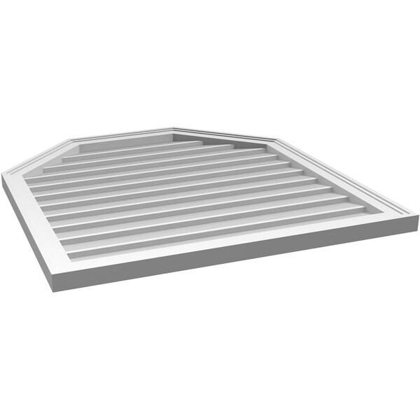Ekena Millwork Octagonal Top Surface Mount PVC Gable Vent w/ 2"W x 1-1/2"P Brickmould Frame, 32"W x 34"H - GVPOT32X3402SN