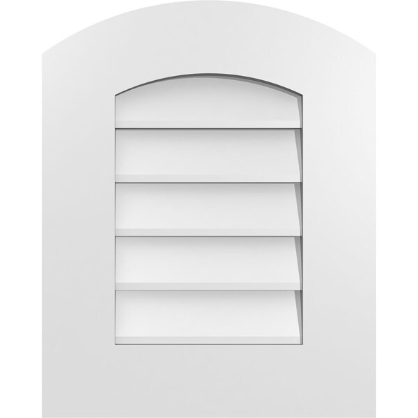 Ekena Millwork Arch Top Surface Mount PVC Gable Vent: Functional, w/ 3-1/2"W x 1"P Standard Frame, 16"W x 20"H - GVPAR16X2001SF