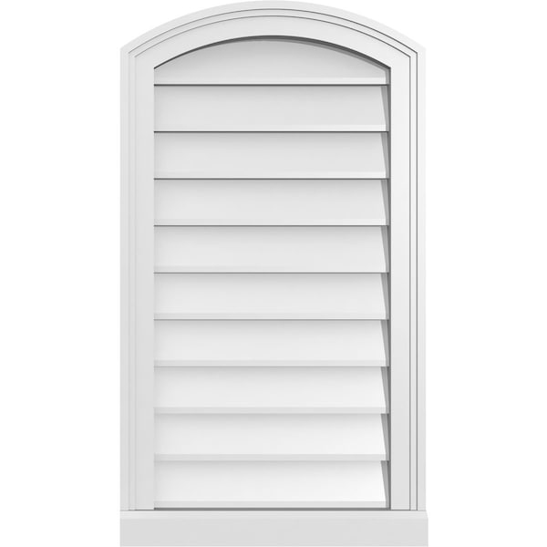 Ekena Millwork Arch Top Surface Mount PVC Gable Vent: Functional, w/ 2"W x 2"P Brickmould Sill Frame, 18"W x 32"H - GVPAR18X3203SF