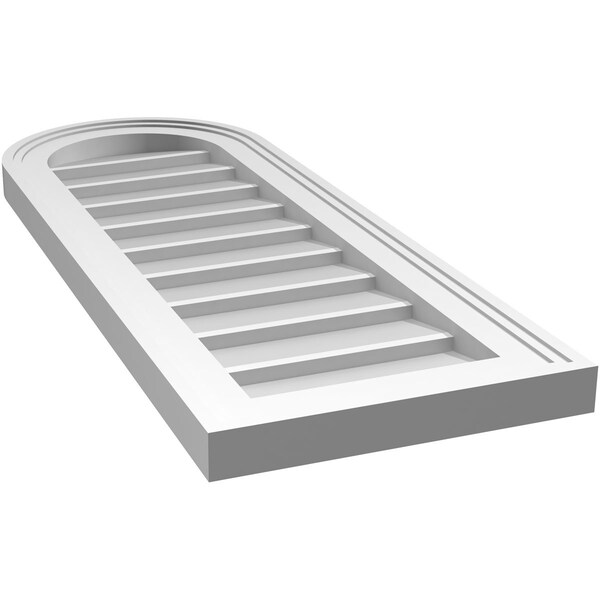 Ekena Millwork Round Top Surface Mount PVC Gable Vent w/ 2"W x 1-1/2"P Brickmould Frame, 12"W x 32"H - GVPRT12X3202SN