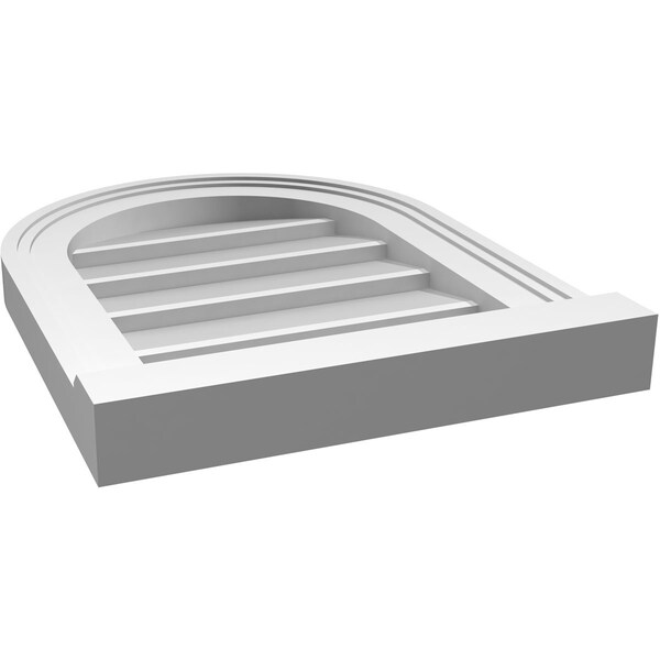 Ekena Millwork Round Top Surface Mount PVC Gable Vent w/ 2"W x 2"P Brickmould Sill Frame, 14"W x 18"H - GVPRT14X1803SN