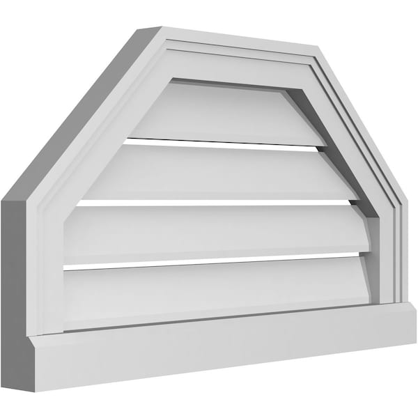 Ekena Millwork Octagonal Top Surface Mount PVC Gable Vent w/ 2"W x 2"P Brickmould Sill Frame, 24"W x 14"H - GVPOT24X1403SF