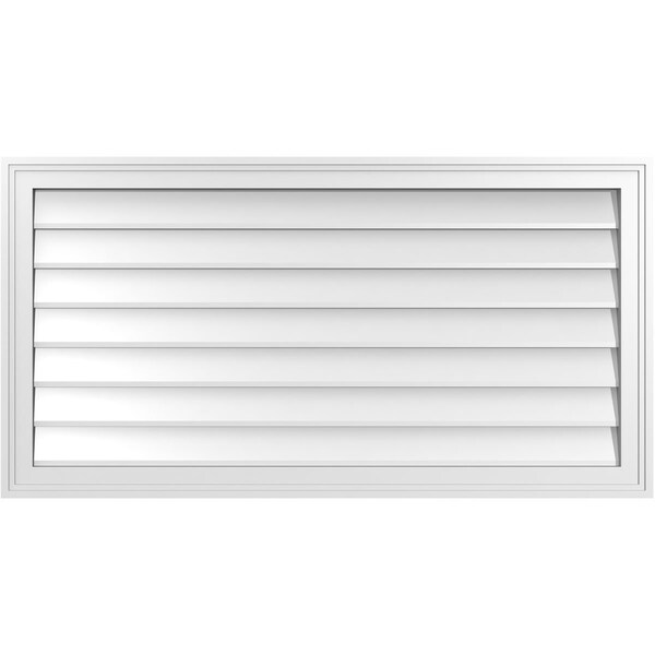 Ekena Millwork Vertical Surface Mount PVC Gable Vnt: Non-Functional, w/2"W x 1-1/2"H, Brickmould Frame, 42"W x 22"H - GVPVE42X2202SN