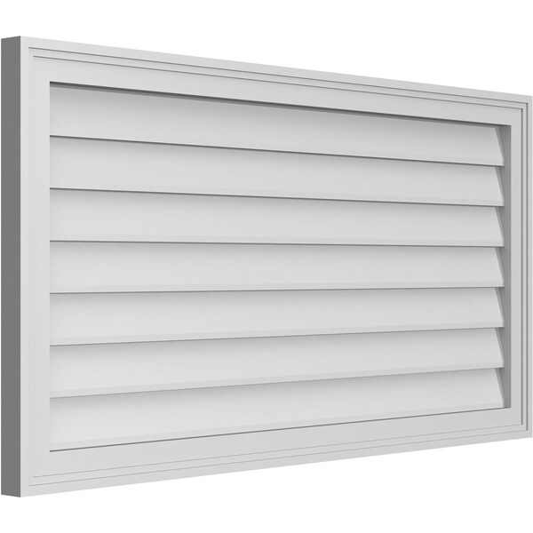 Ekena Millwork Vertical Surface Mount PVC Gable Vnt: Non-Functional, w/2"W x 1-1/2"H, Brickmould Frame, 42"W x 22"H - GVPVE42X2202SN
