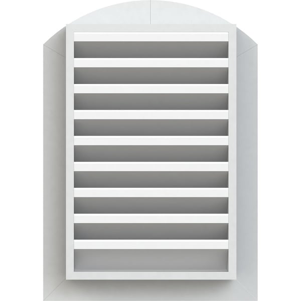 Ekena Millwork Arch Top Gable Vent Functional, PVC Gable Vent w/ 1" x 4" Flat Trim Frame, 14"W x 24"H - GVPAR14X2401FUN